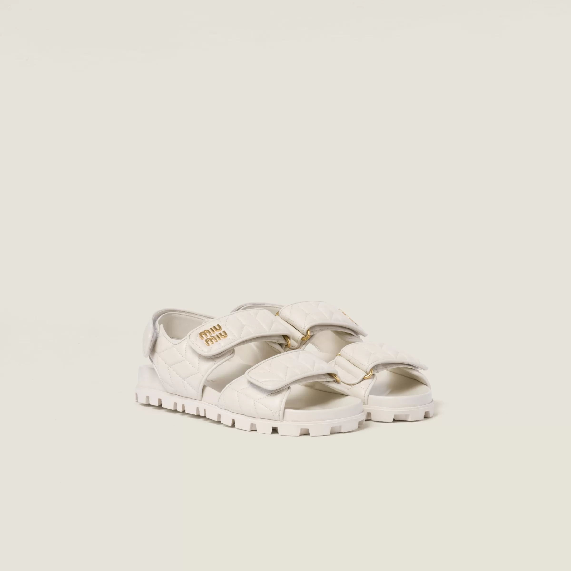 Miu Miu Sporty Matelassé Nappa Leather Sandals |