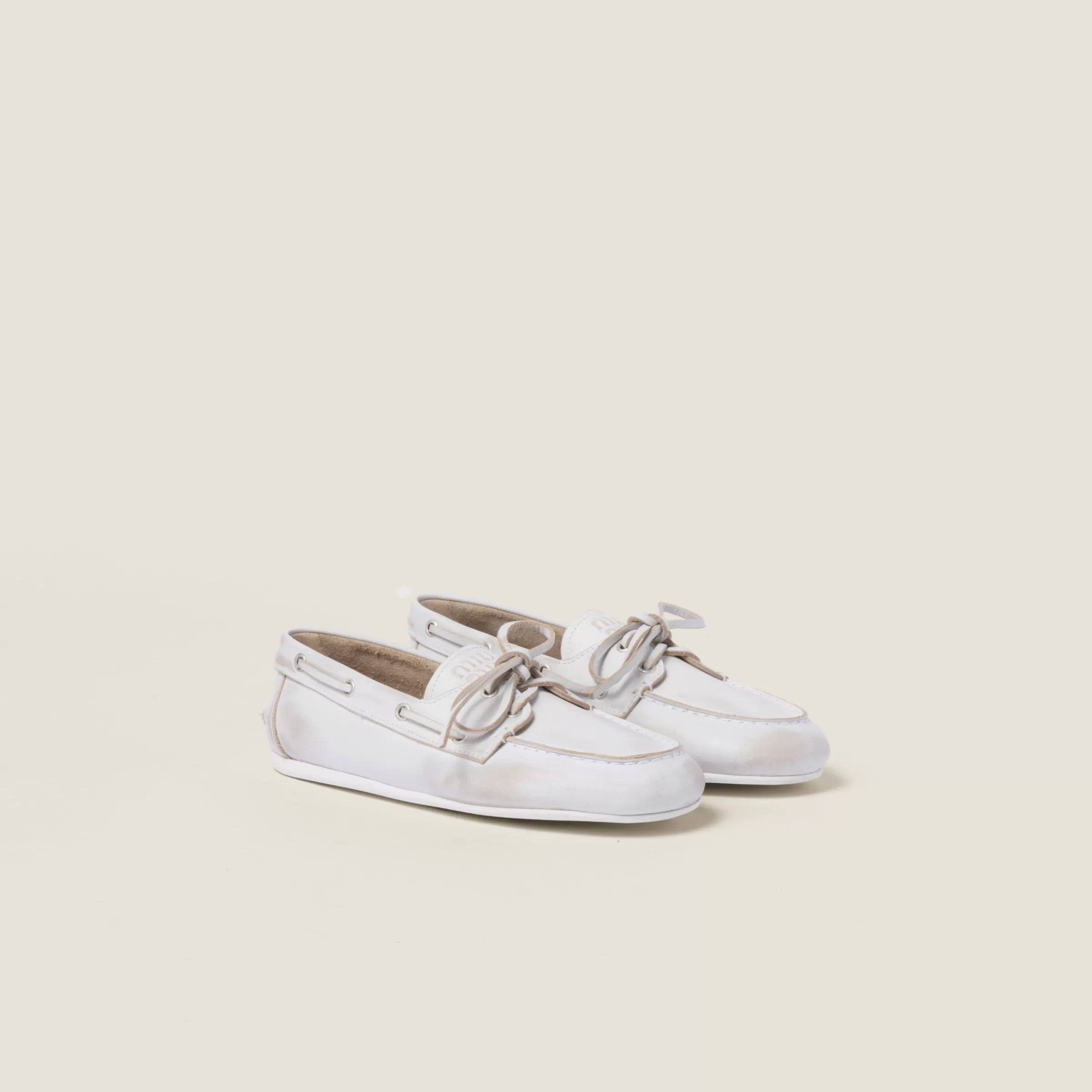Miu Miu Unlined Bleached Leather Loafers |
