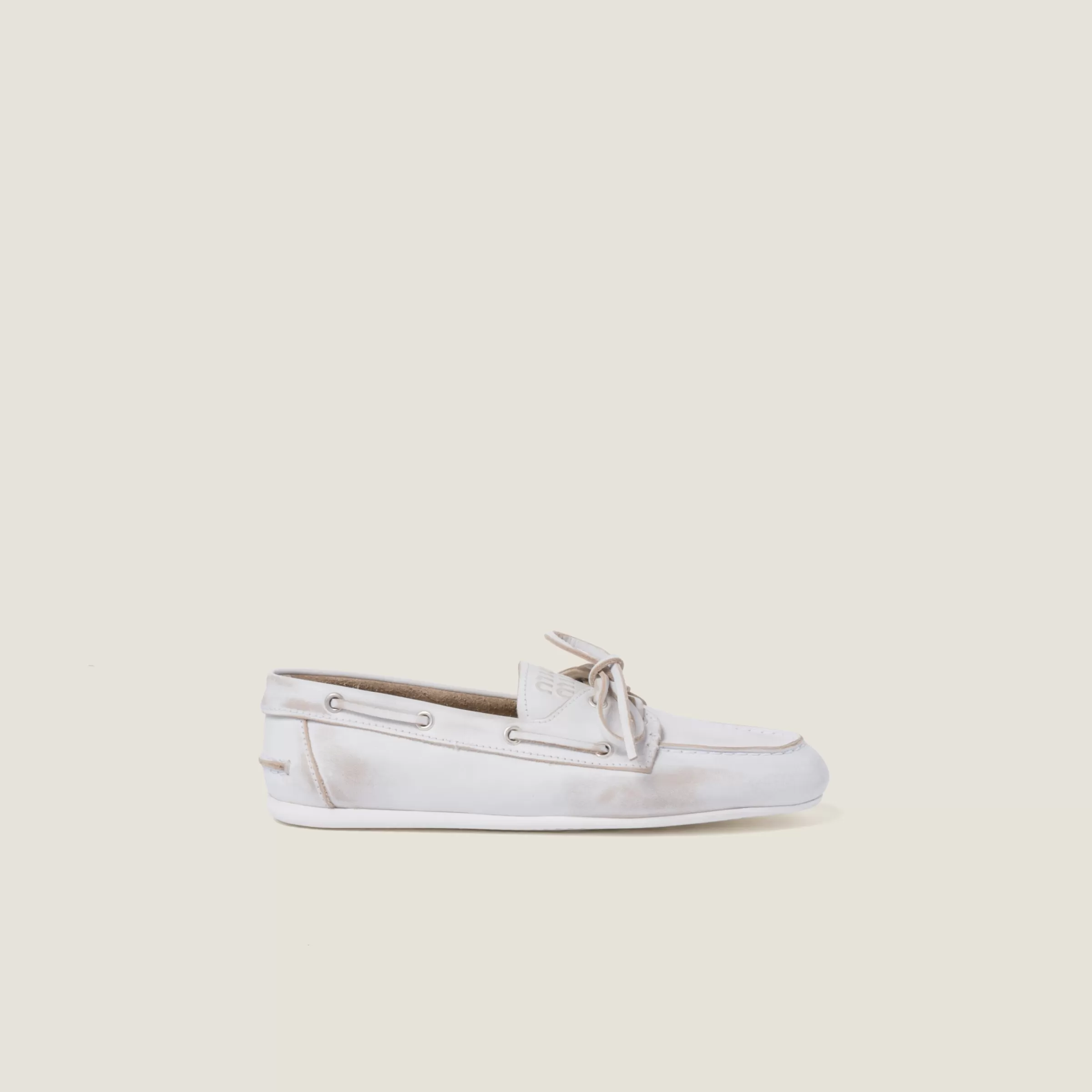Miu Miu Unlined Bleached Leather Loafers |