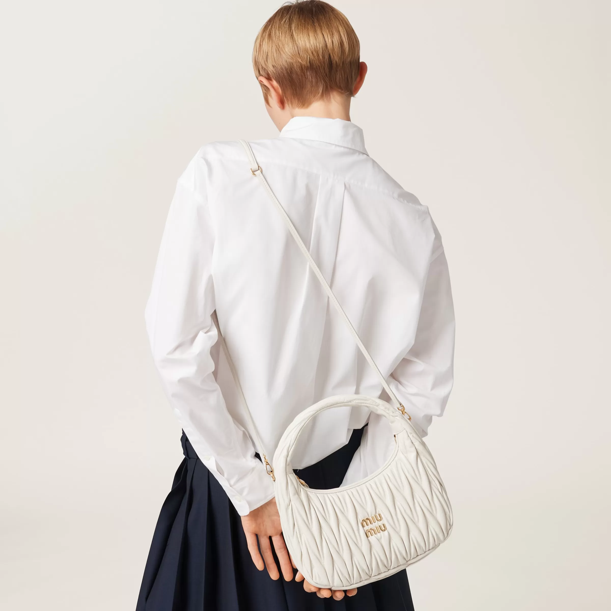 Miu Miu Wander Matelassé Nappa Leather Hobo Bag |