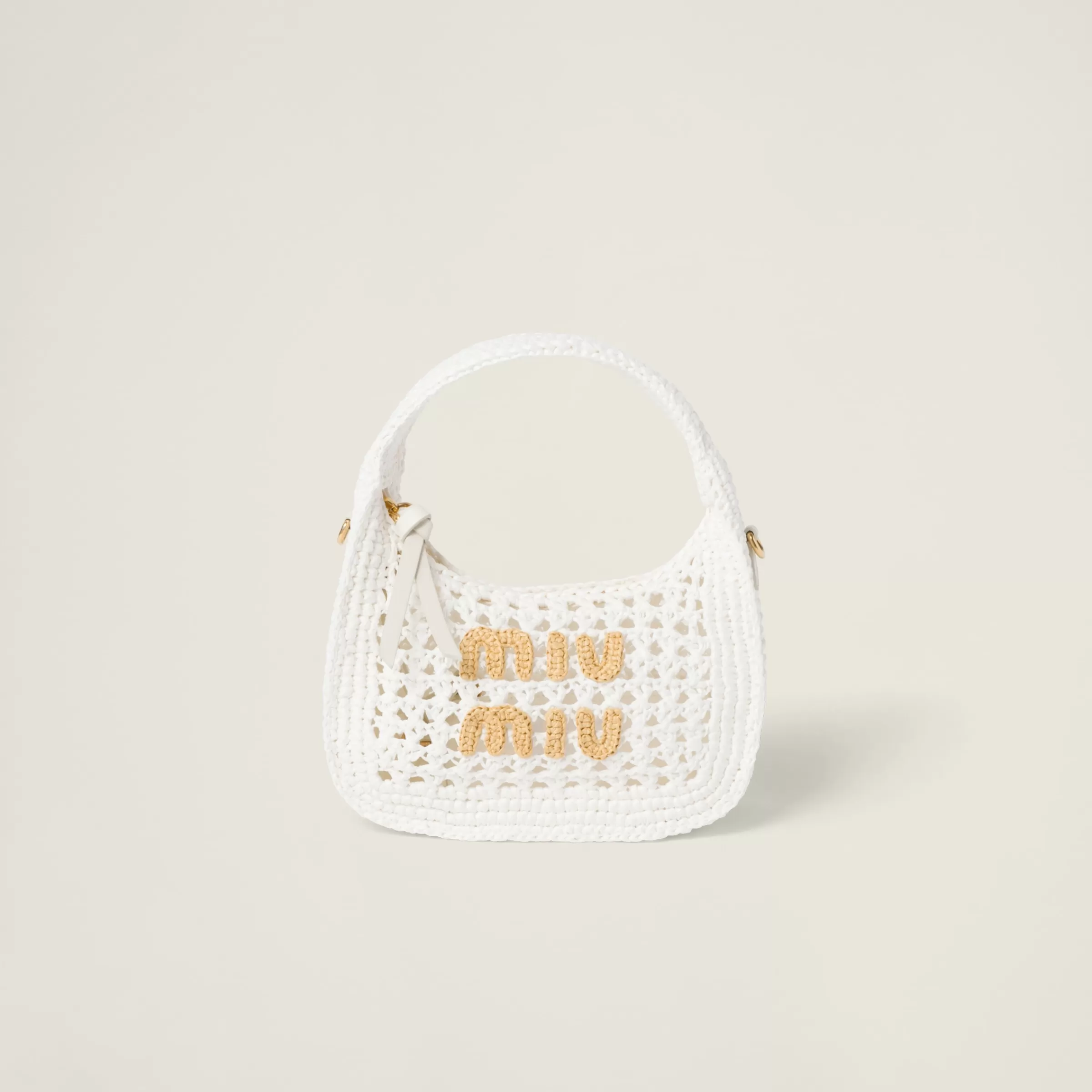 Miu Miu Wander Woven Fabric Hobo Bag |