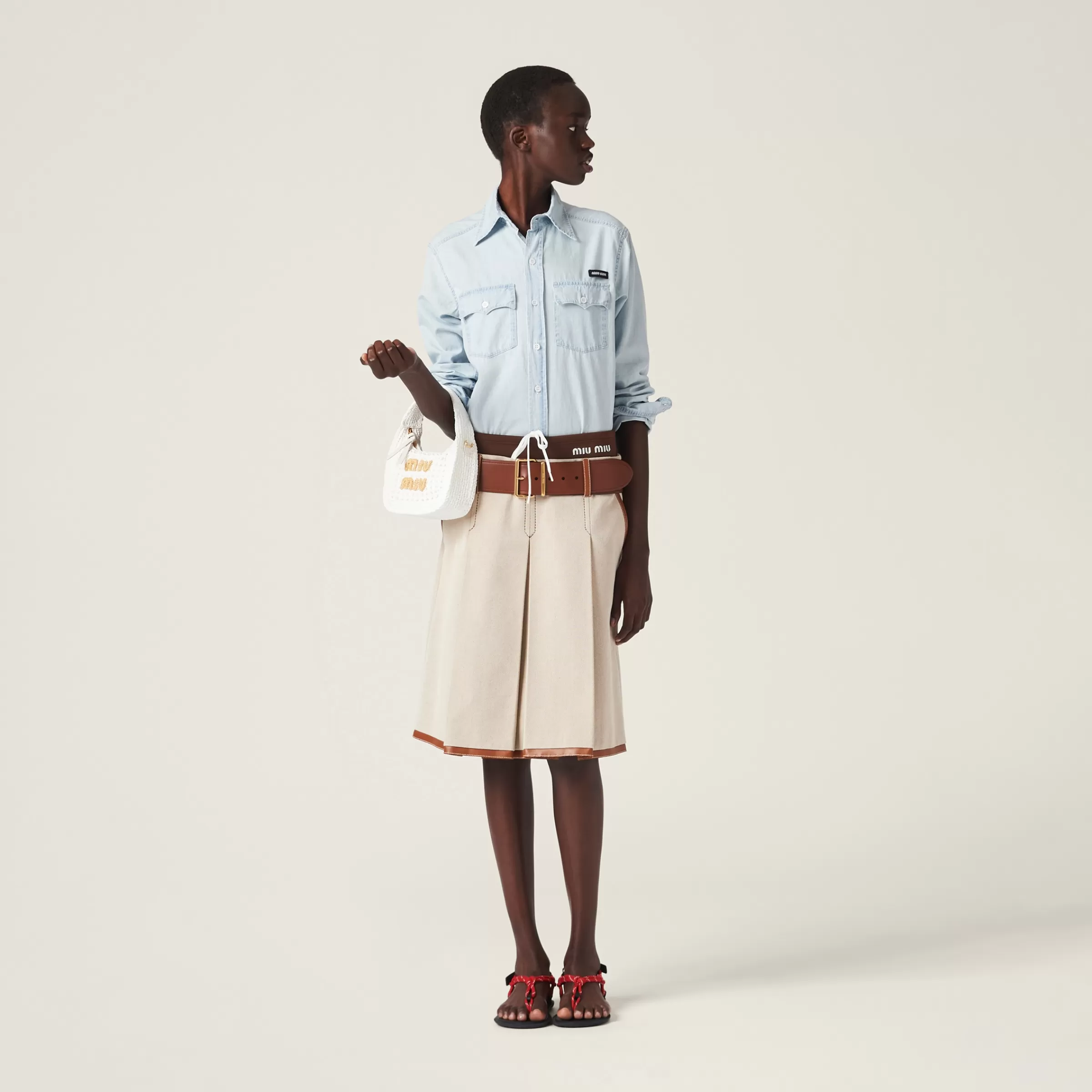 Miu Miu Wander Woven Fabric Hobo Bag |