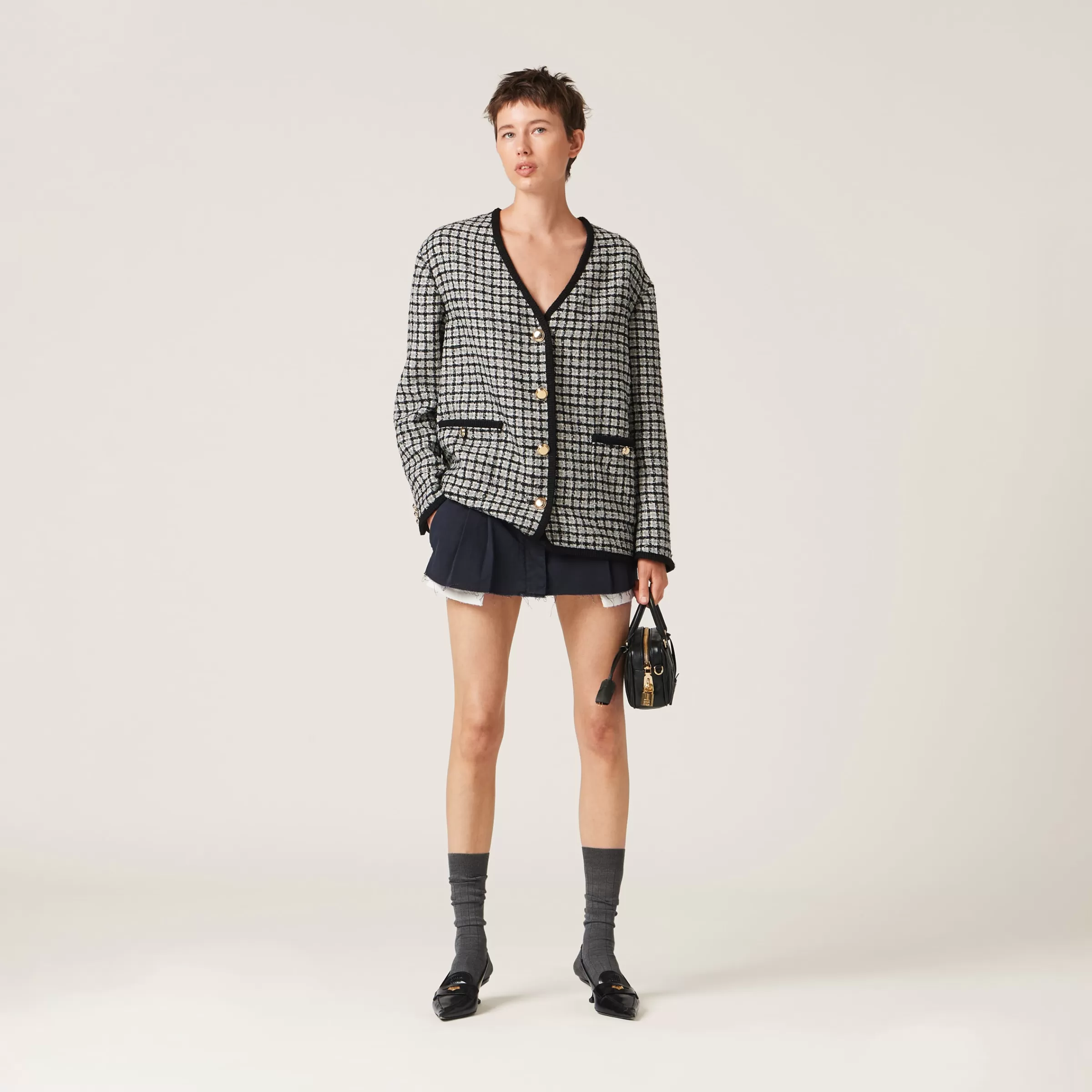 Miu Miu Single-breasted Boucle Jacket |