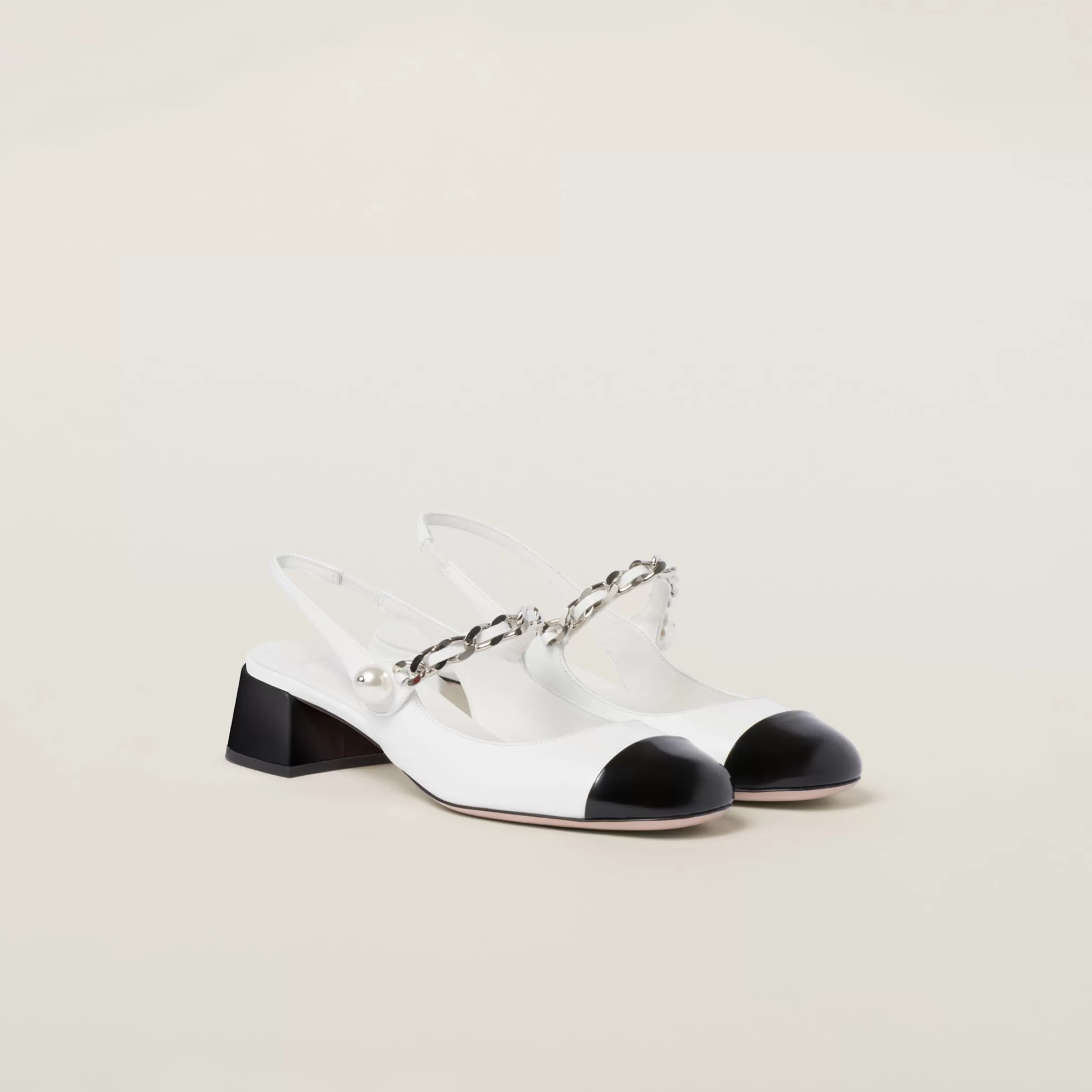 Miu Miu Two-tone Patent Leather Slingback Pumps |