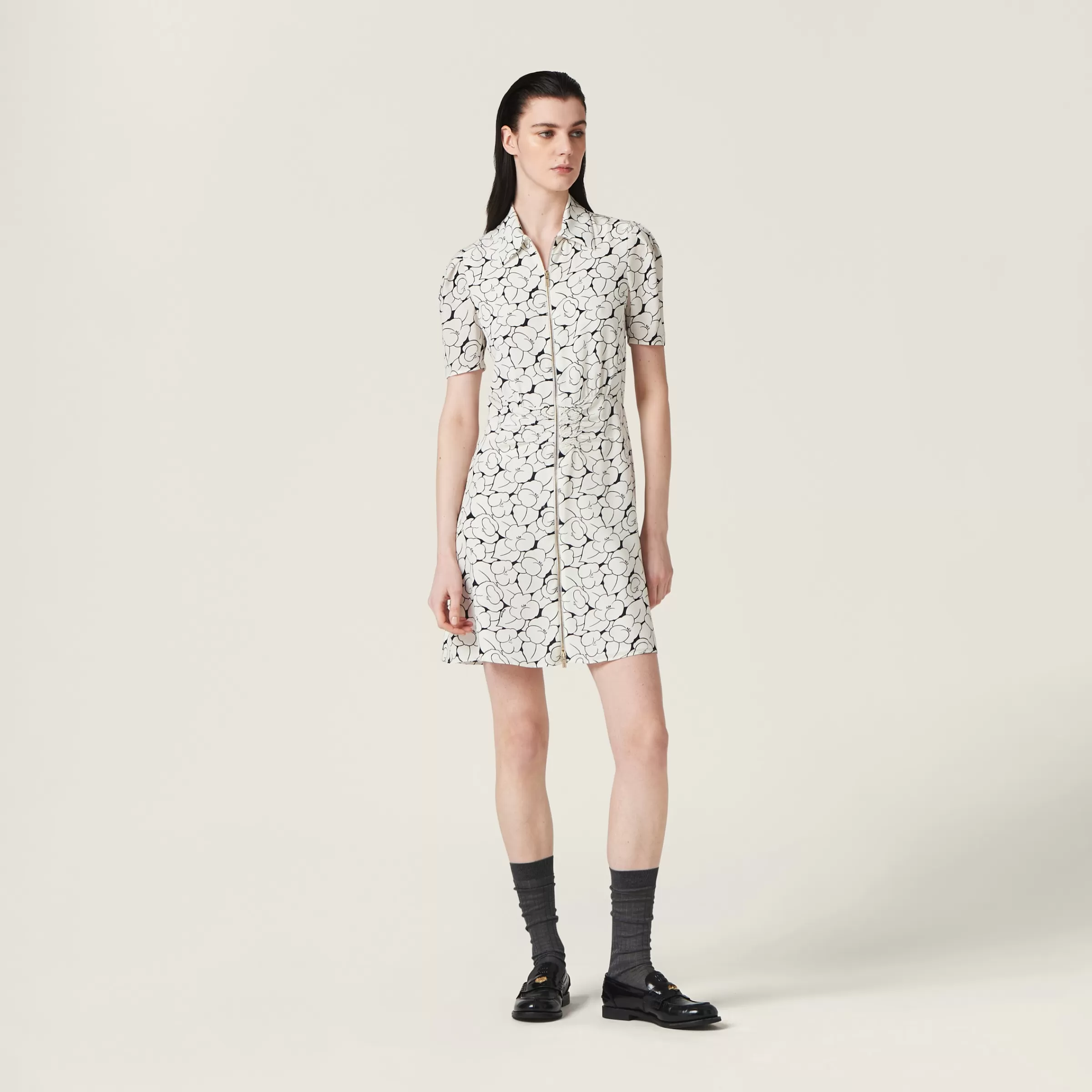 Miu Miu Crepe De Chine Floral Print Dress |