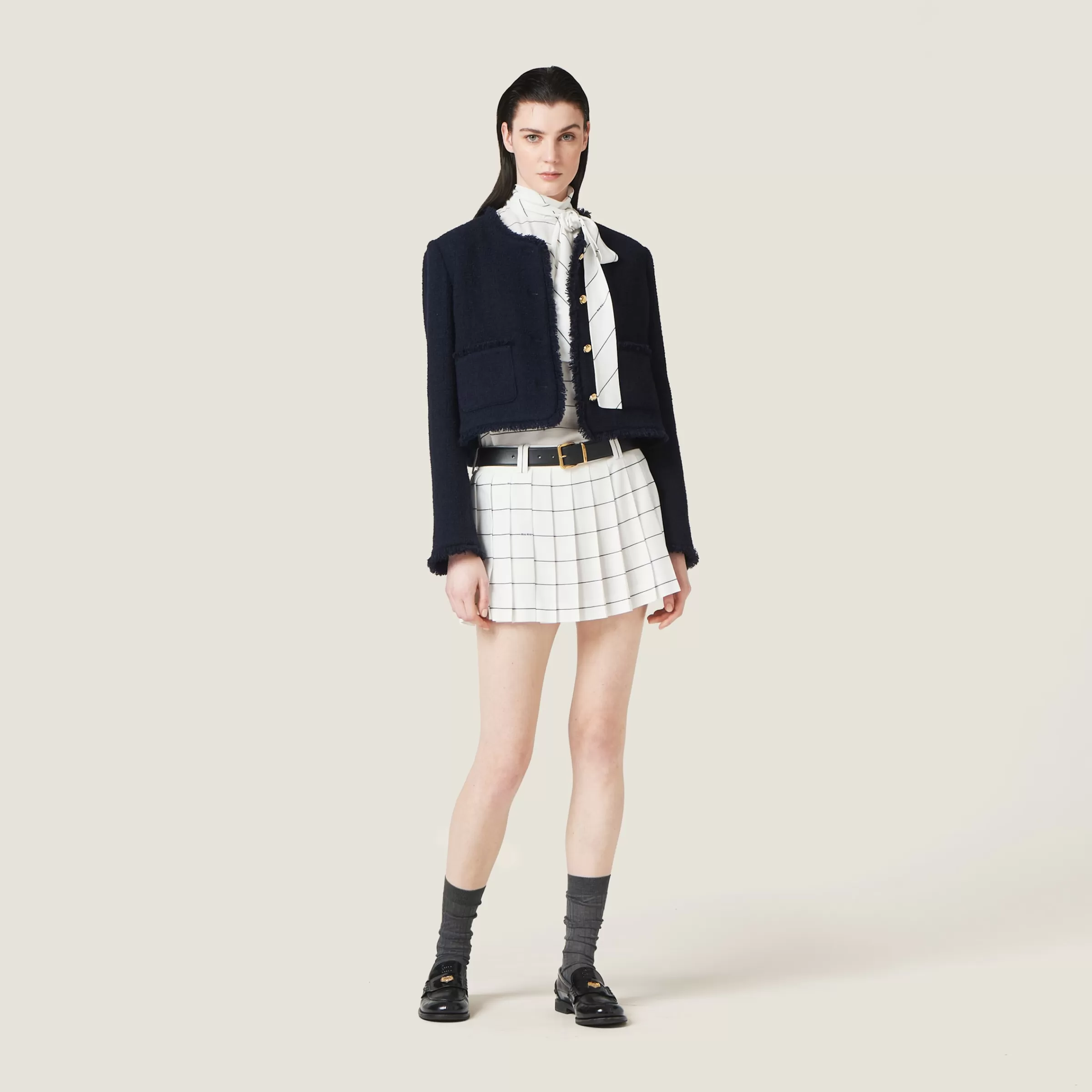 Miu Miu Striped Sablé Miniskirt |