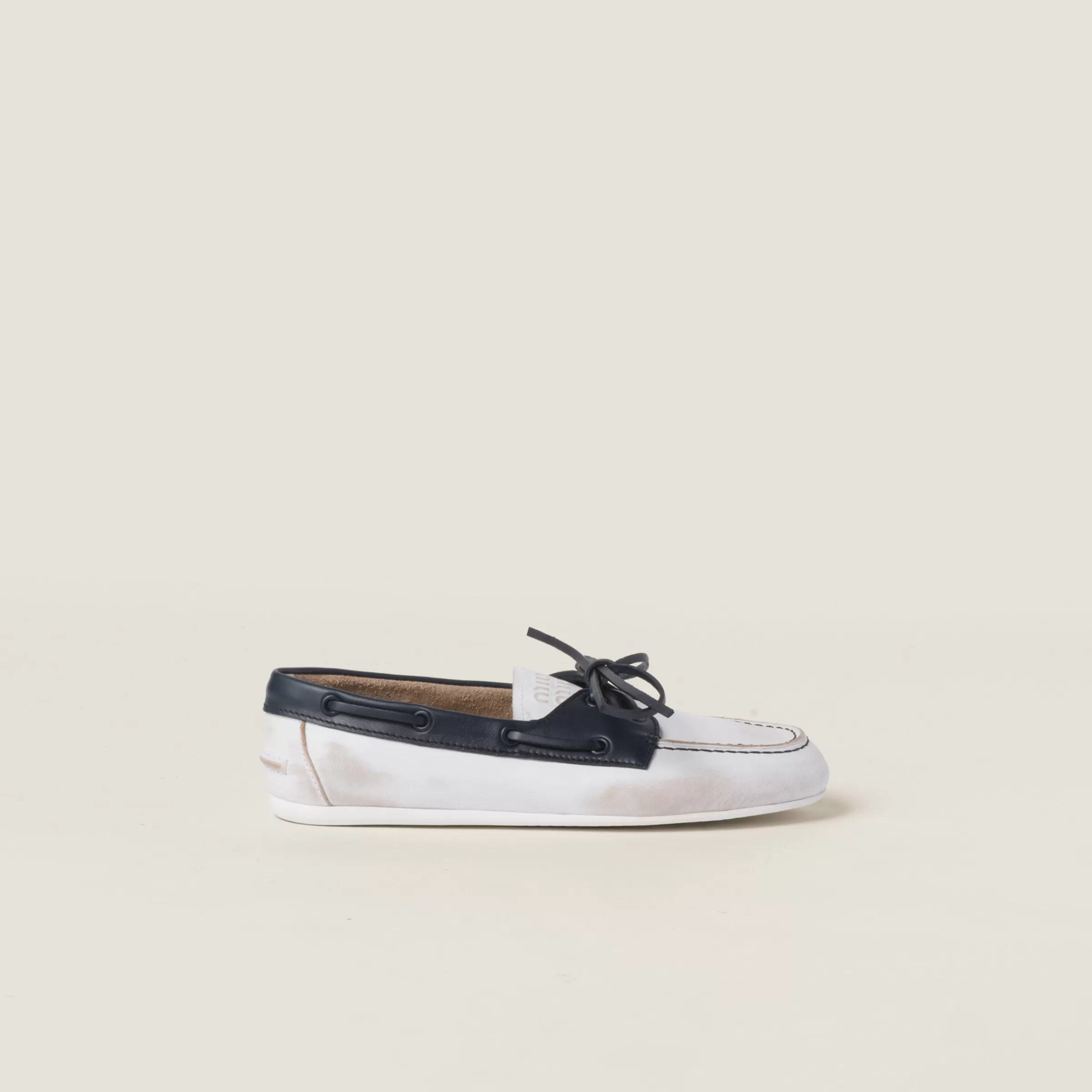 Miu Miu Unlined Bleached Two-tone Leather Loafers |