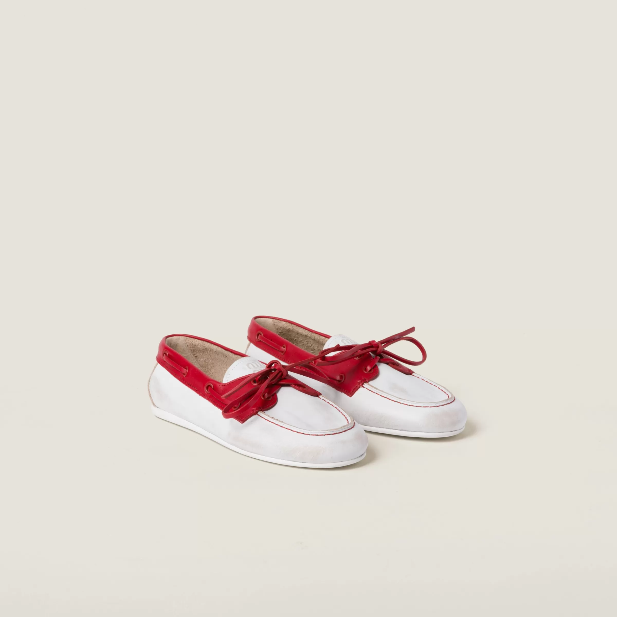 Miu Miu Unlined Bleached Two-tone Leather Loafers |