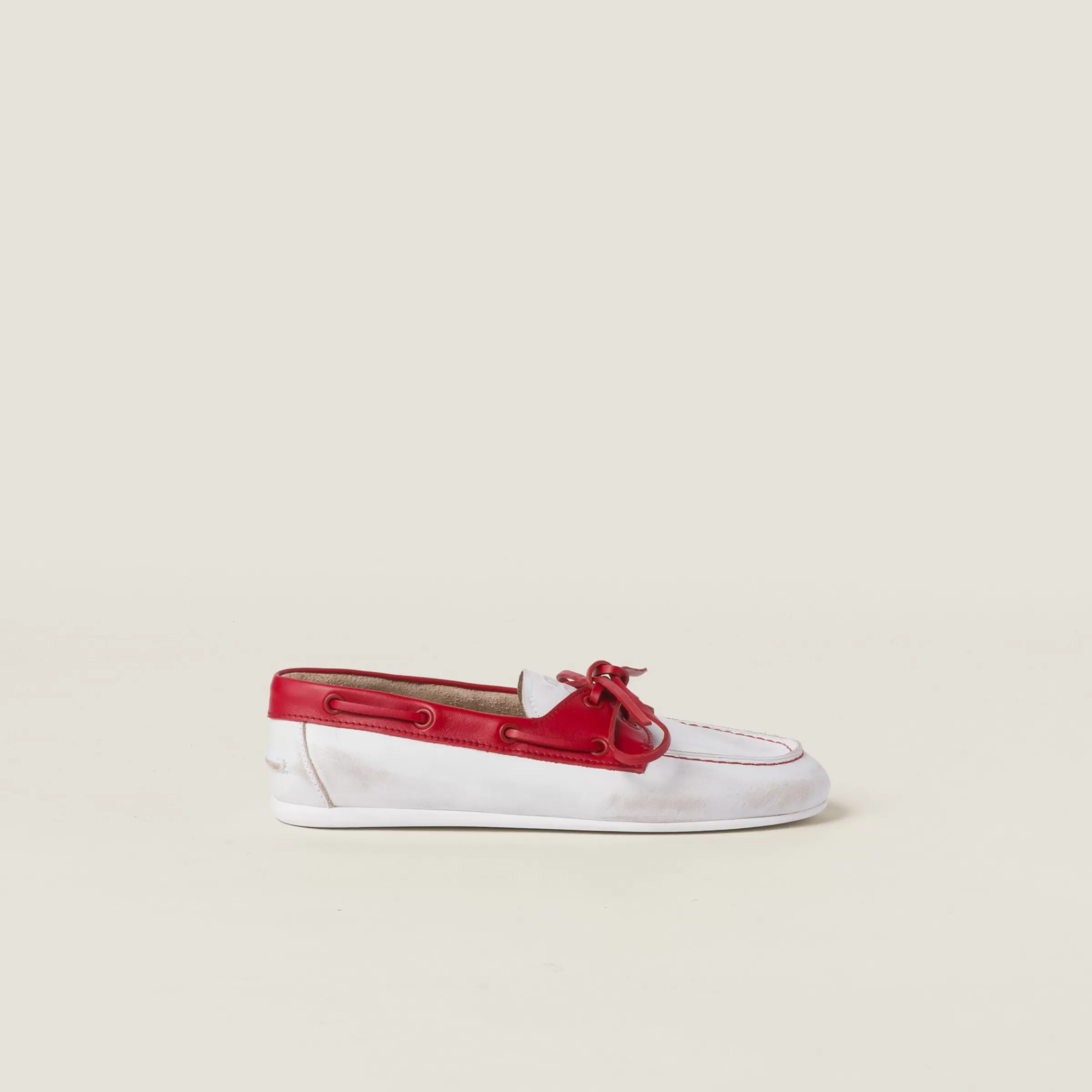 Miu Miu Unlined Bleached Two-tone Leather Loafers |