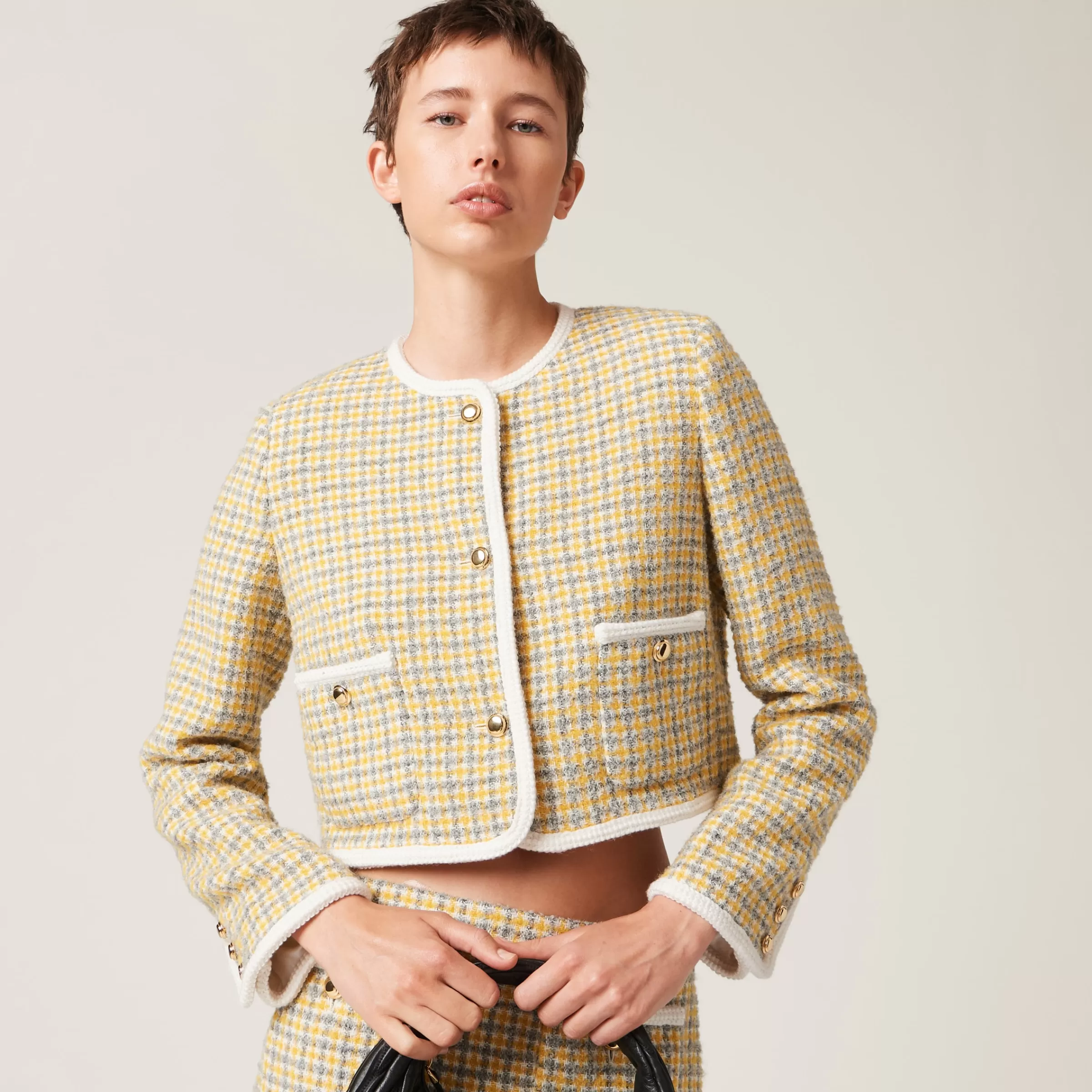 Miu Miu Single-breasted Boucle Jacket |